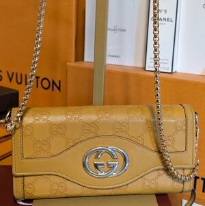 Gucci Guccissima Interlocking GG Beautiful Yellow Leather Long Wallet